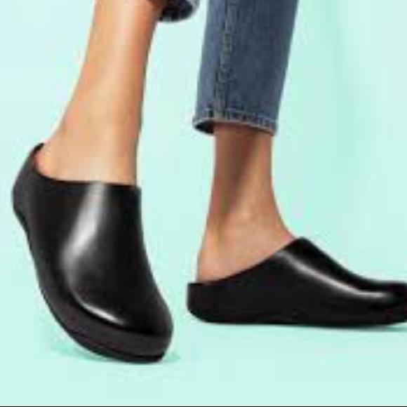 Fitflop | Shoes | Fitflop Shuv Black Leather Clogs Size Us 9 | Poshmark